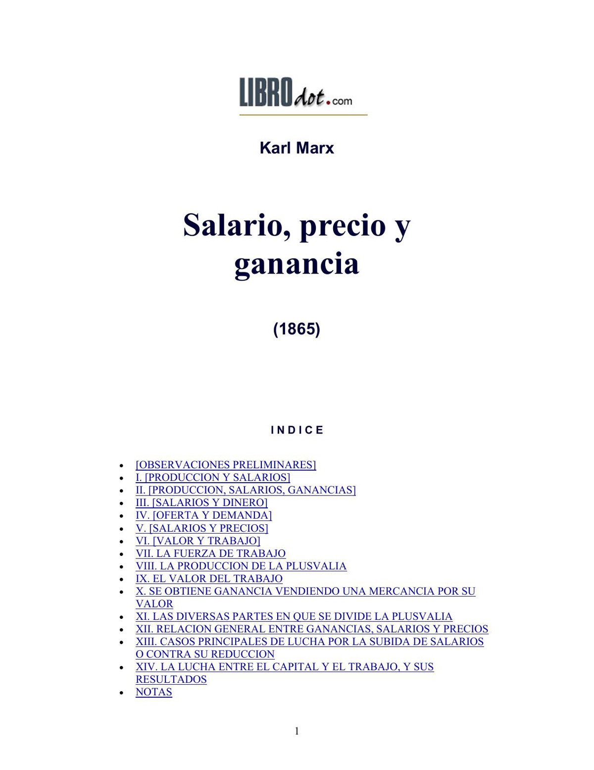 Salario, precio y ganacia